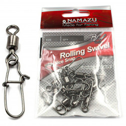 Вертлюг с застежкой Namazu ROLLING SWIVEL WITH NICE SNAP, цв. BN, р. 2, test-65 кг уп.10 шт