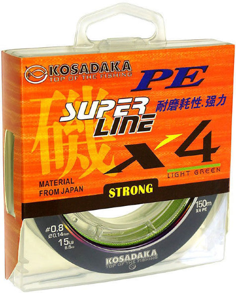 Леска плетеная Kosadaka Super PE X4 light green 0.40 150м