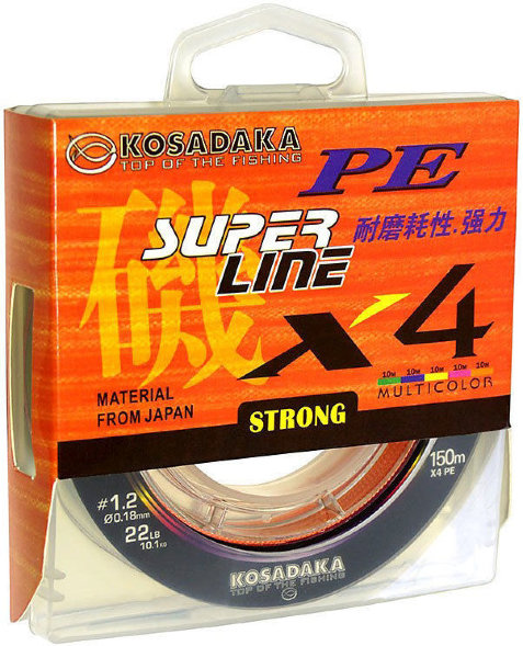 Леска плетеная Kosadaka Super PE X4 multicolor 0.40 150м