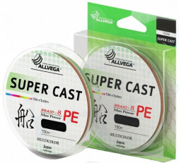 Леска плетеная ALLVEGA Super Cast X8 мультиколор 0.185 150м